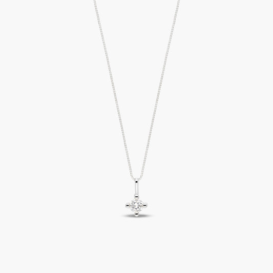 Collar de oro blanco 18K diamante natural 0.20 ct. 3 mm MOON