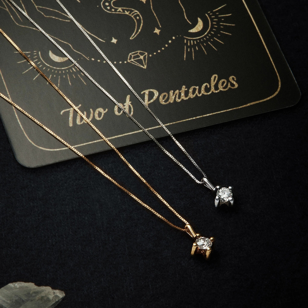 Collar de oro blanco 18K diamante natural 0.20 ct. 3 mm MOON