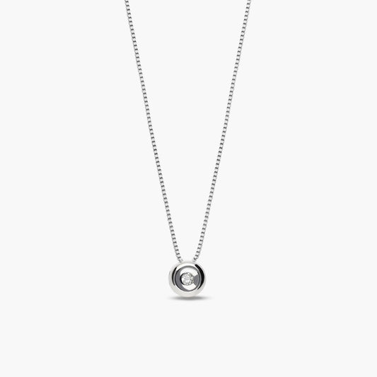 Collar de oro blanco 18K diamante natural 0.03 ct. 4 mm