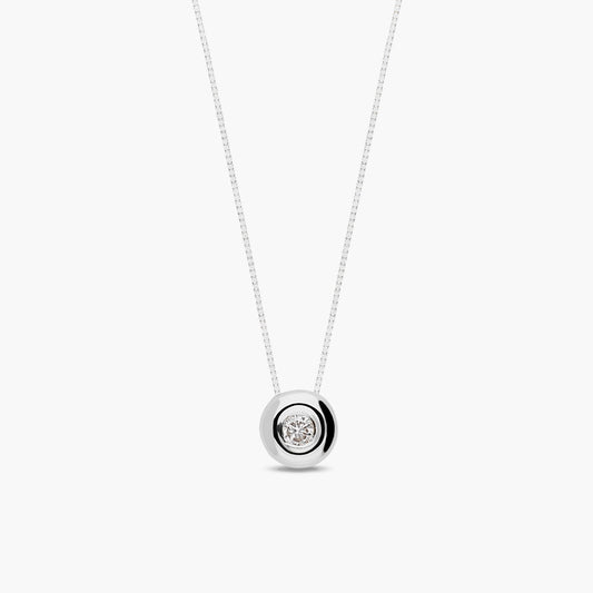 Collar de oro blanco 18K diamante natural 0.07 ct. 4 mm