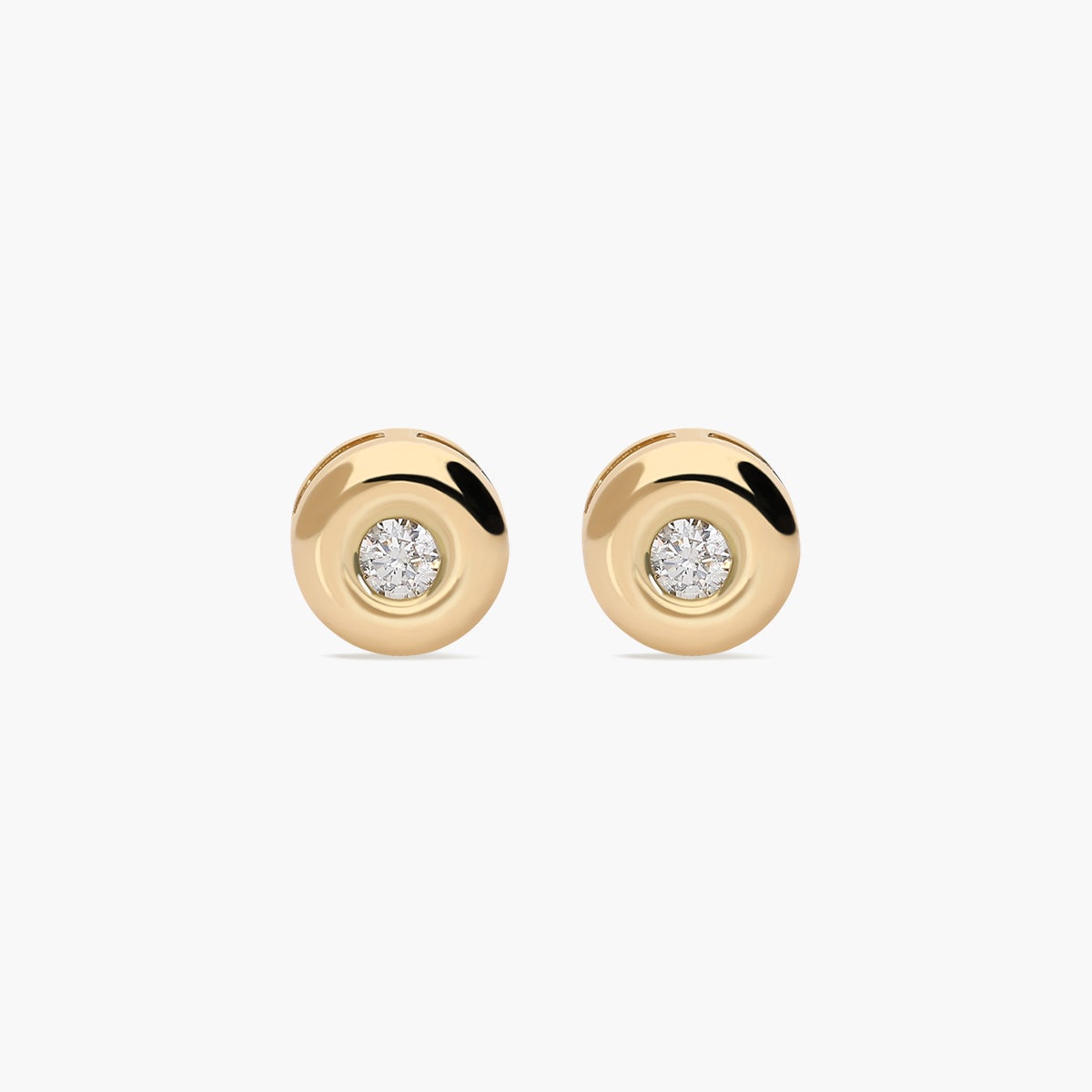 Pendientes redondos de oro 18K diamante natural 0.10 ct. 5 mm