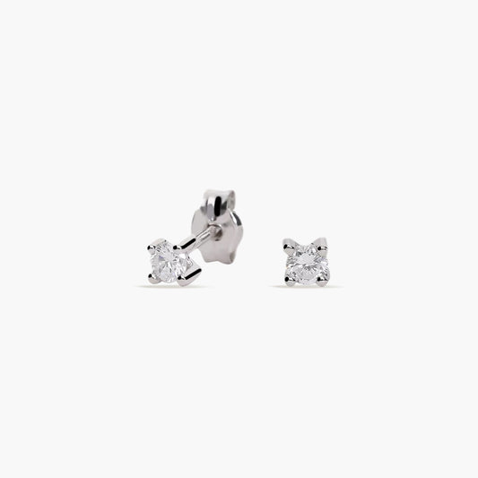 Pendientes de oro blanco 18K diamante natural 0.20 ct. 3 mm