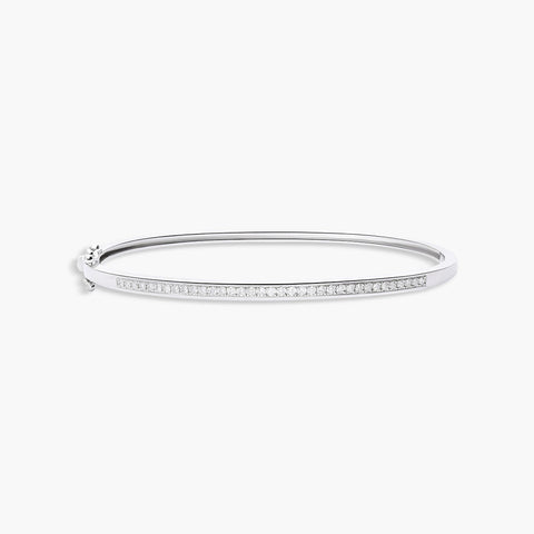 Pulsera rígida de oro blanco 18K diamante natural 0.37 ct. 55x45 mm METEOROIDS
