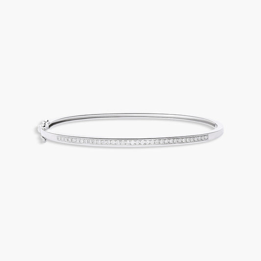 Pulsera rígida de oro blanco 18K diamante natural 0.37 ct. 55x45 mm METEOROIDS