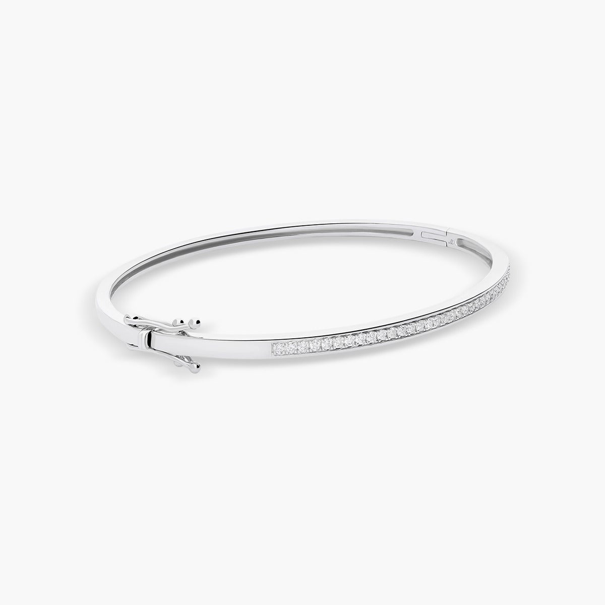 Pulsera rígida de oro blanco 18K diamante natural 0.37 ct. 55x45 mm METEOROIDS