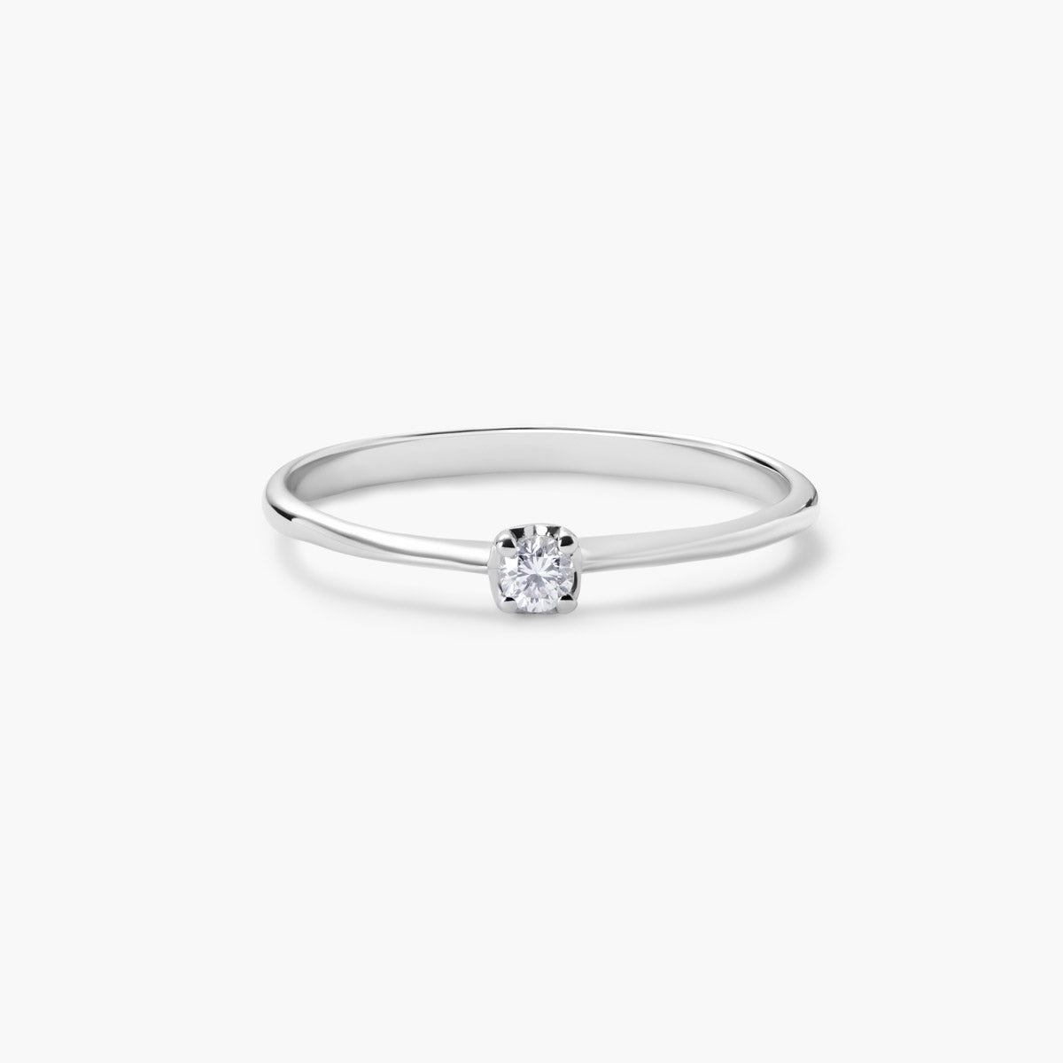Anillo de oro blanco 18K diamante natural 0.07 ct. MOON
