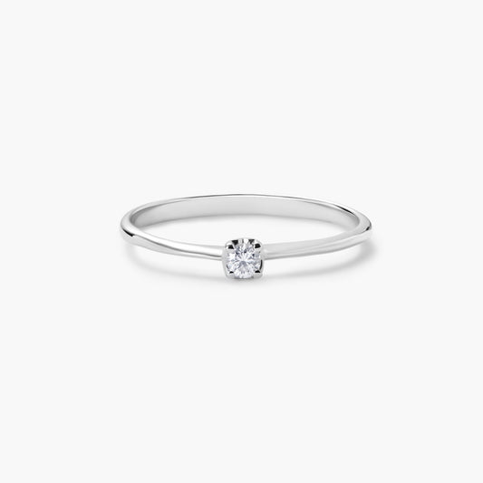 Anillo de oro blanco 18K diamante natural 0.07 ct. MOON