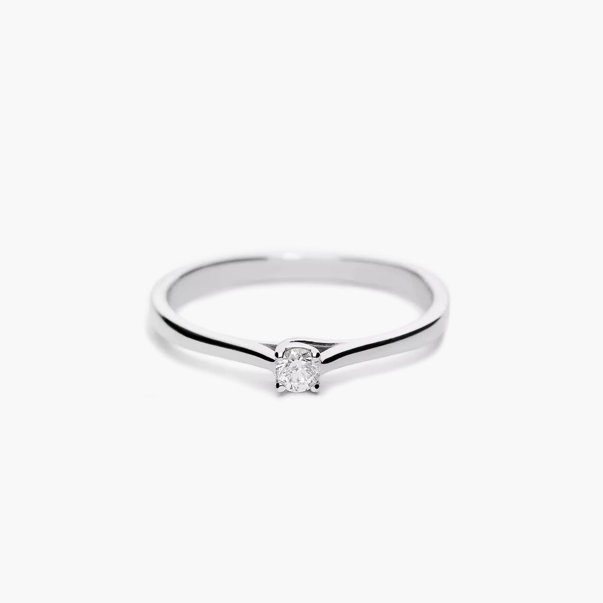 Anillo de oro blanco 18K diamante natural 0.07 ct. MOON
