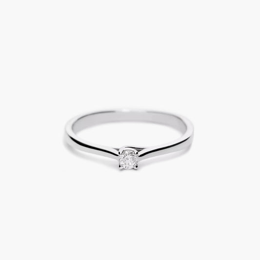 Anillo de oro blanco 18K diamante natural 0.07 ct. MOON