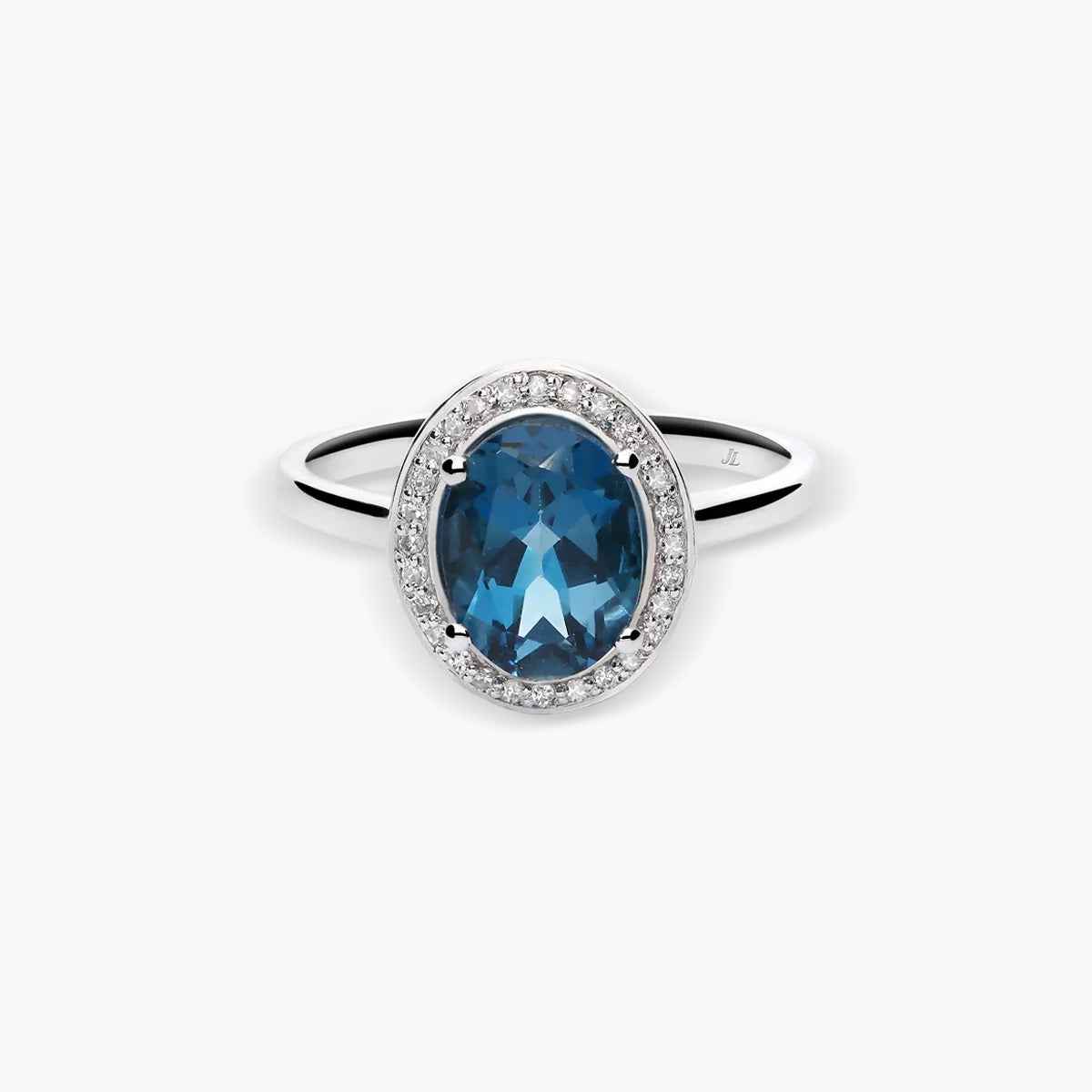 Anillo de oro blanco 18K diamante natural 0.14 ct. DEEP SEA