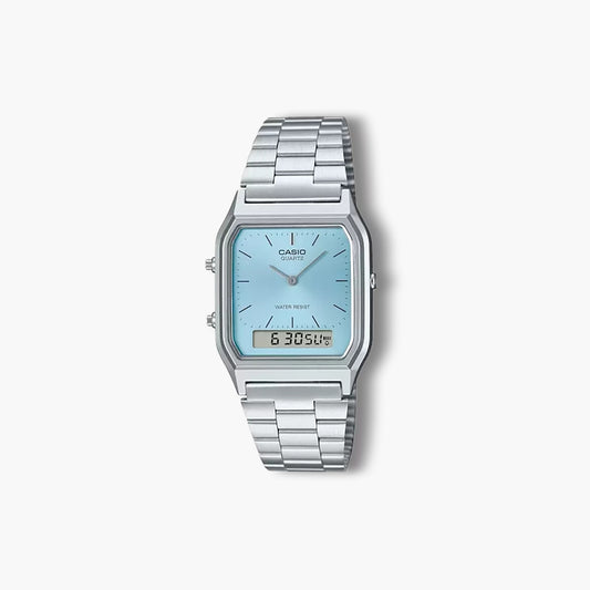Reloj Casio Collection Retro AQ-230A-2A1MQYES analógico digital acero esfera azul
