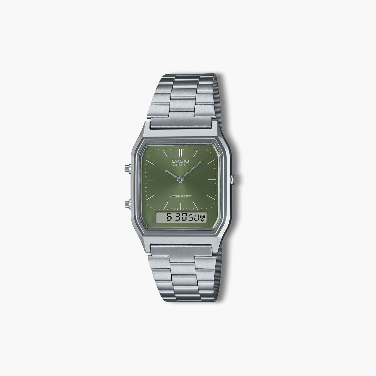 Reloj Casio Collection Retro AQ-230A-3AMQYES analógico digital acero esfera verde