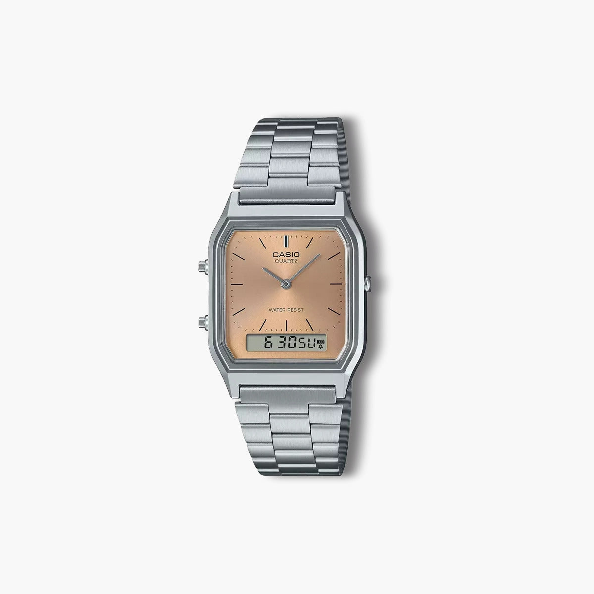 Reloj Casio Collection Retro AQ-230A-4AMQYES analógico digital acero esfera rosa