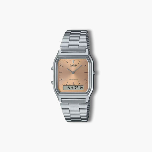 Reloj Casio Collection Retro AQ-230A-4AMQYES analógico digital acero esfera rosa