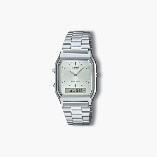 Reloj Casio Collection Retro AQ-230A-7AMQYES analógico digital acero esfera gris