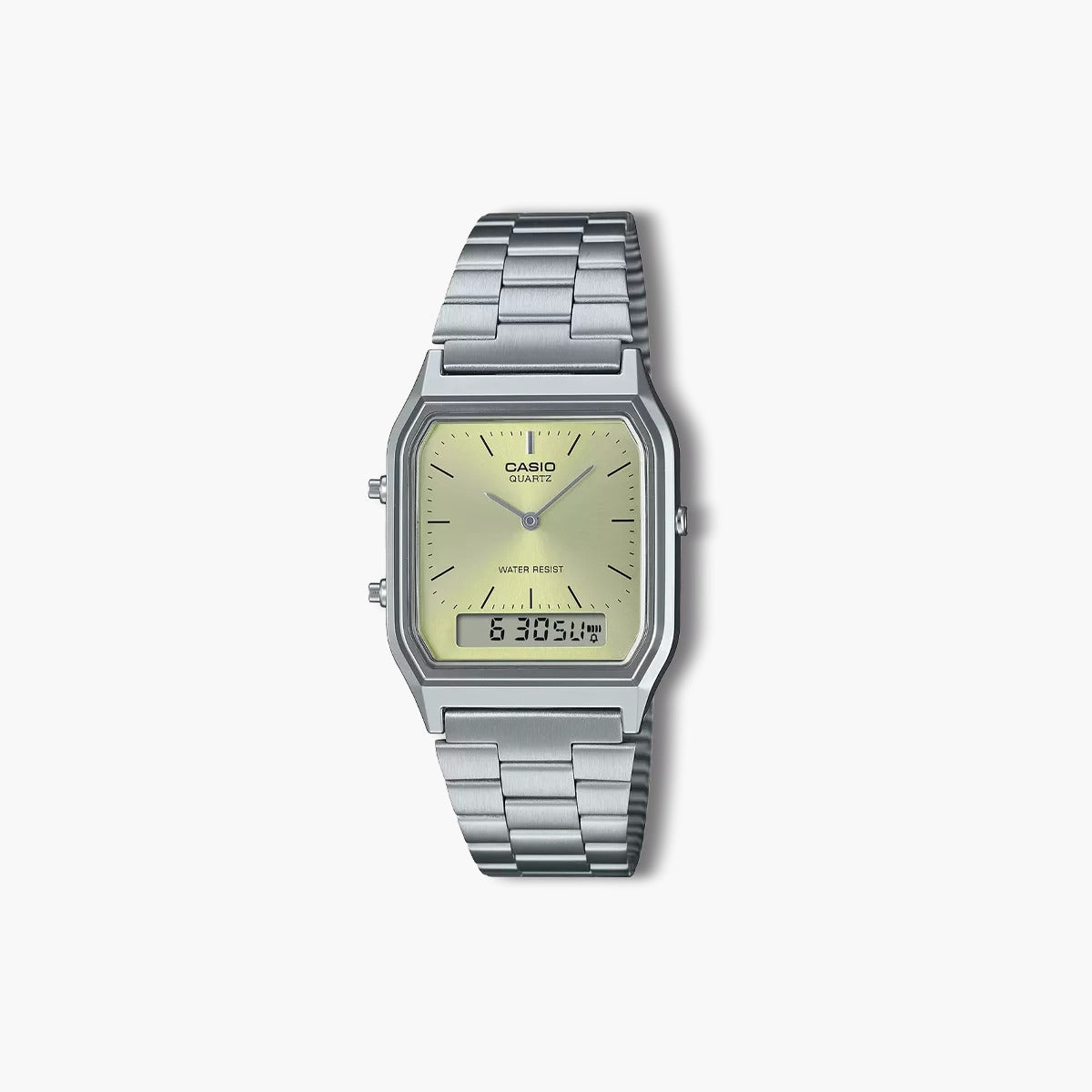 Reloj Casio Collection Retro AQ-230A-9AMQYES analógico digital acero esfera amarilla