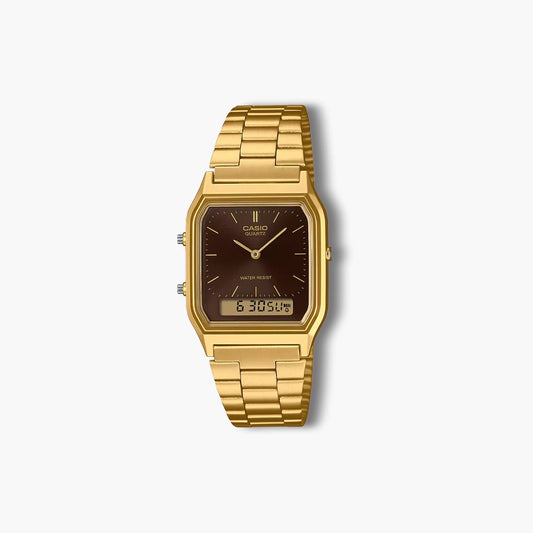 Reloj Casio Collection Retro AQ-230GA-5AMQYES analógico digital acero dorado esfera negra