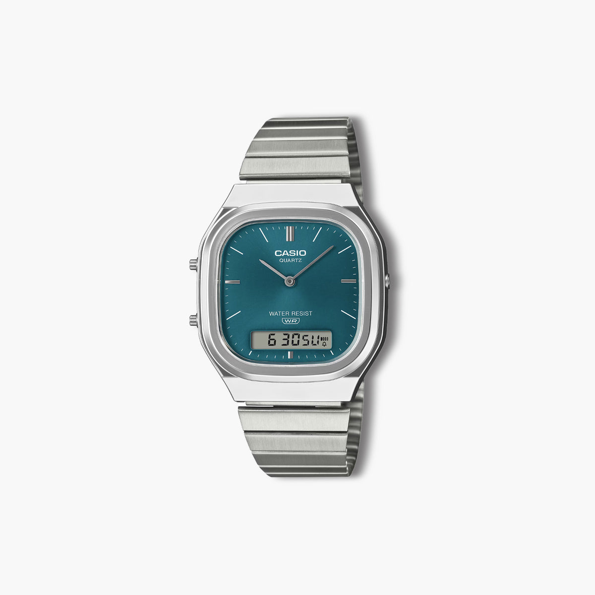 Reloj Casio Collection retro plateado AQ-240E-3AEF esfera azul