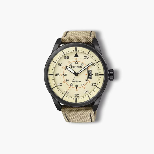 Reloj Citizen Eco-Drive AW1365-19P negro y beige