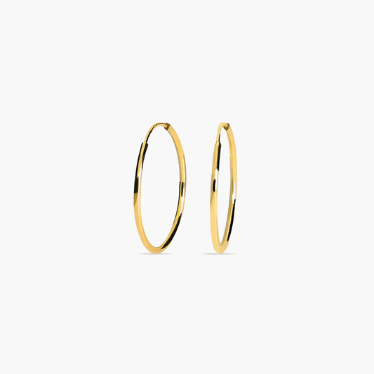 Pendientes de aro lisos de oro 18K 14 mm