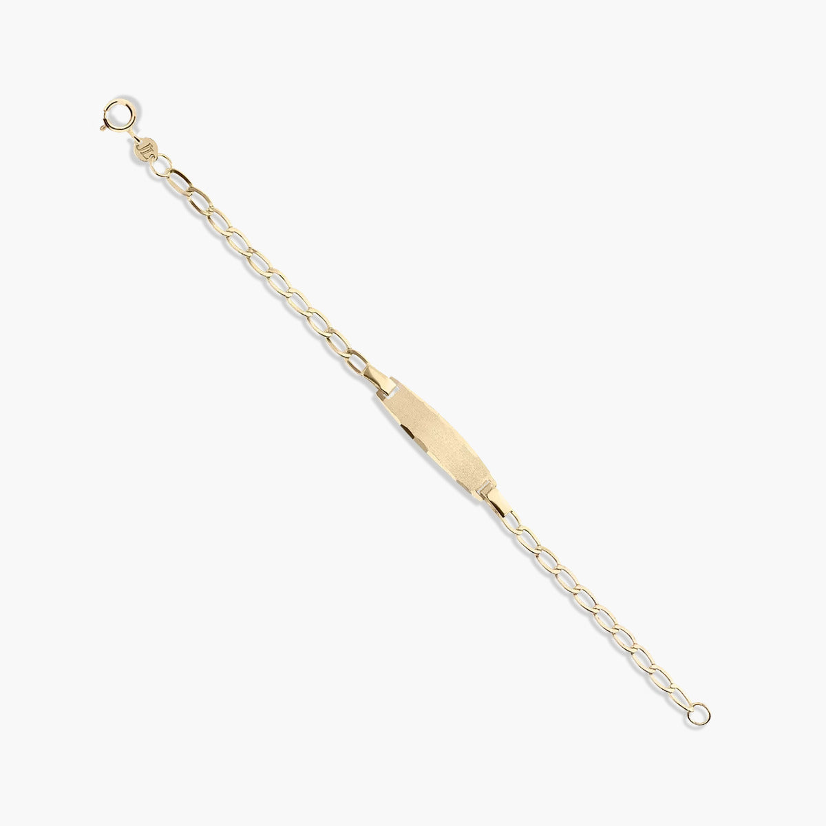 Pulsera esclava infantil de oro 18K con cadena bilbao y chapa oval 13 cm