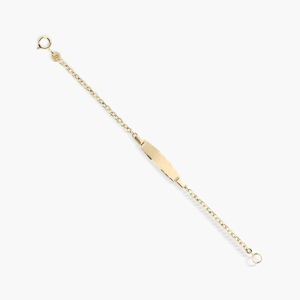Pulsera esclava de oro 18K con chapa oval para bebé 11 cm