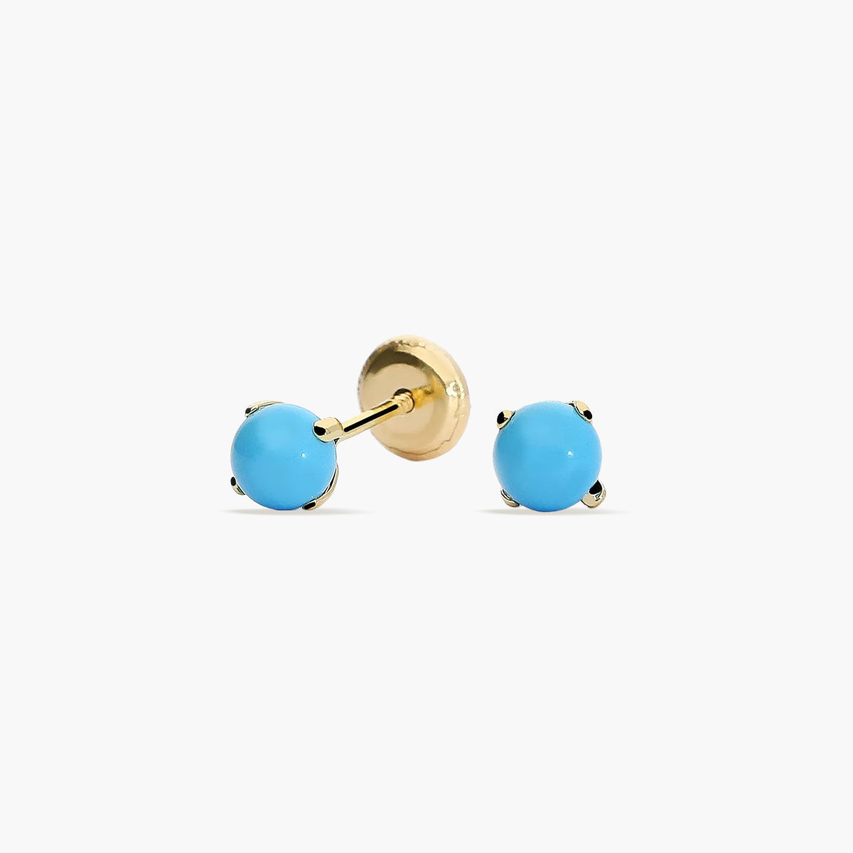 Pendientes de oro 18K turquesa para bebé 4 mm