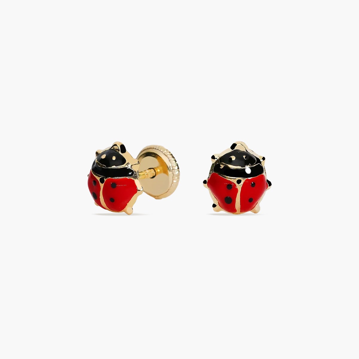 Pendientes mariquita de oro 18K para bebé 5 mm