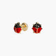 Pendientes mariquita de oro 18K para bebé 5 mm