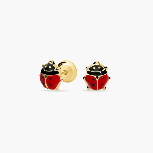 Pendientes mariquita de oro 18K 7 mm