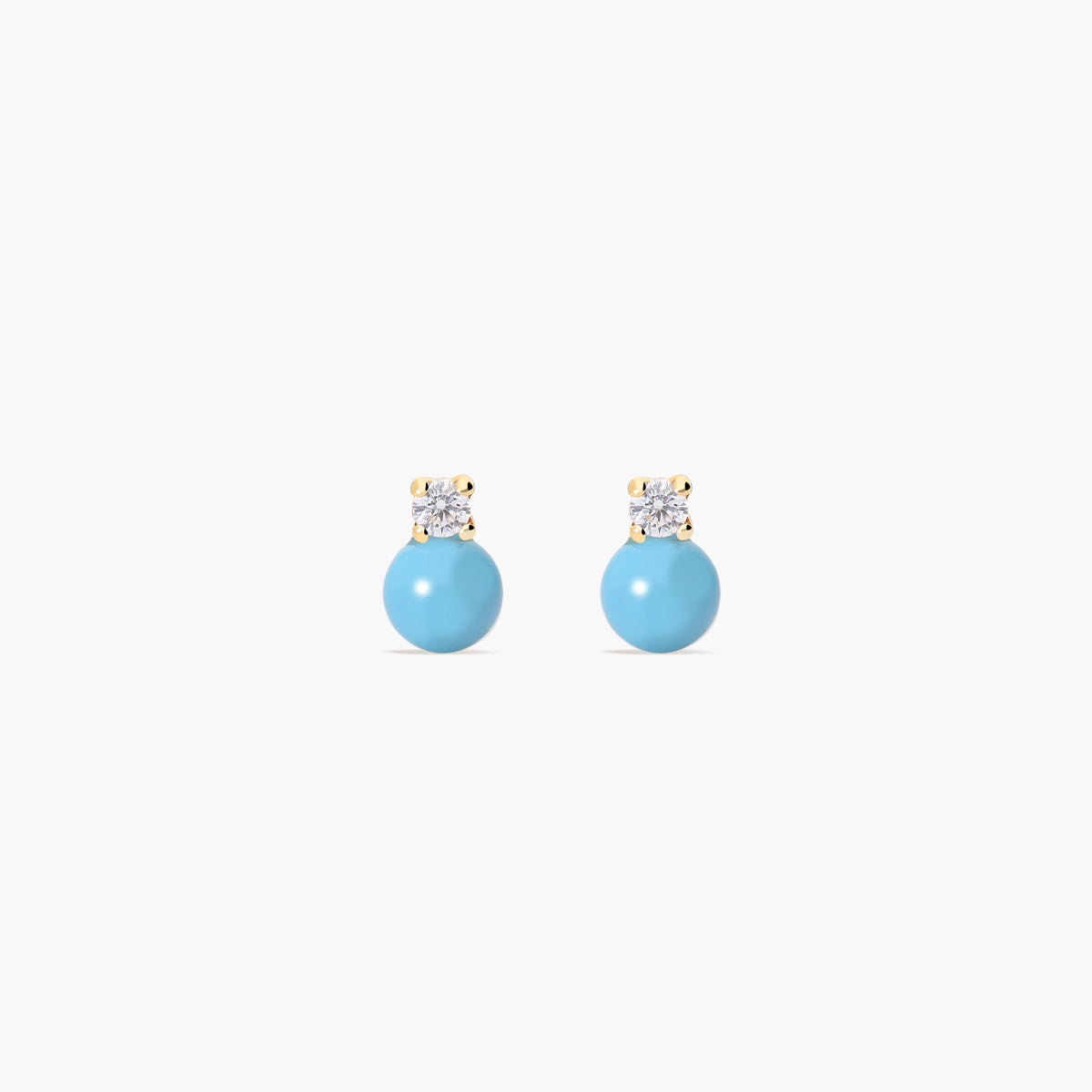 Pendientes de oro 18K turquesa y circonita para bebé 6 mm