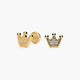 Pendientes corona de oro 18K circonitas 5 mm
