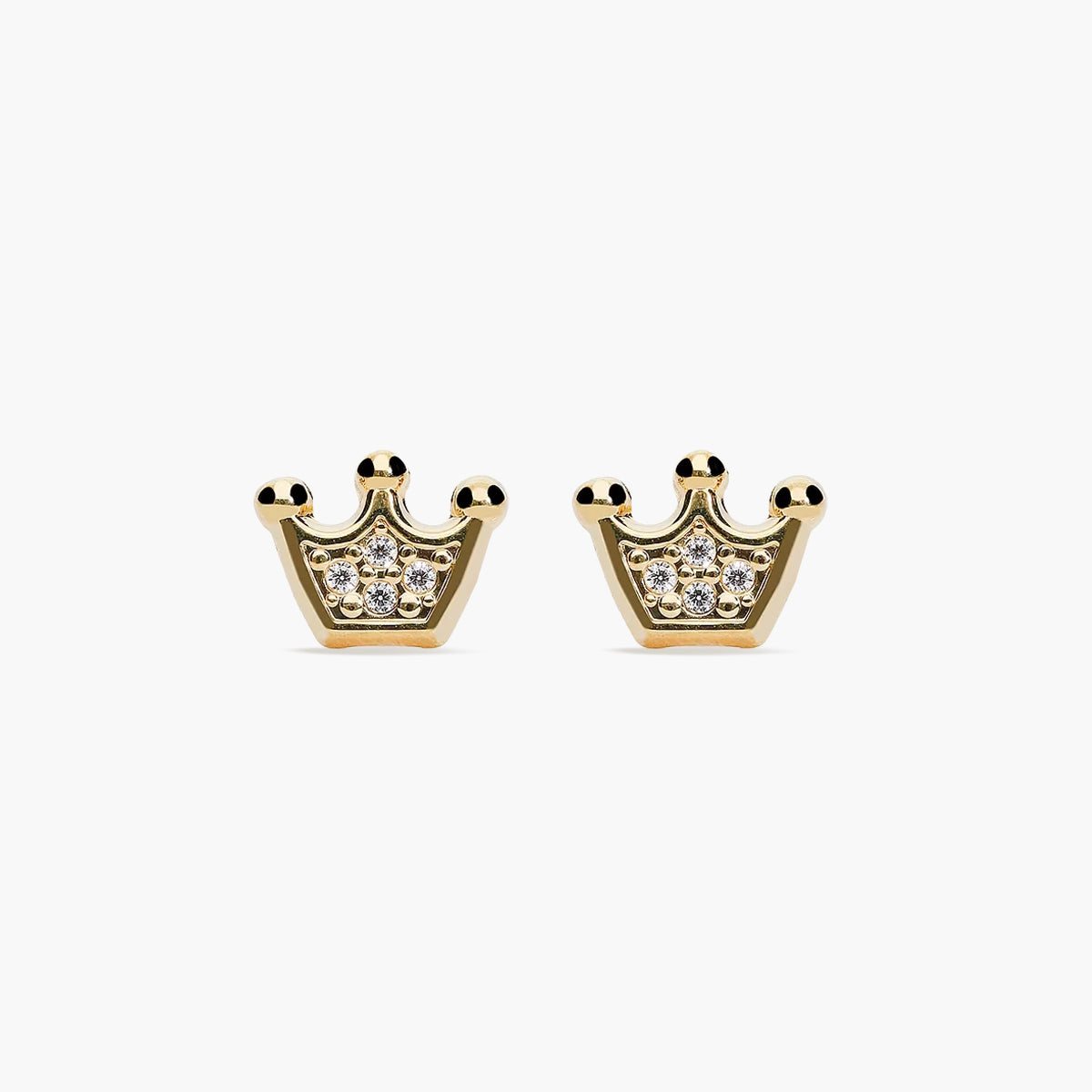 Pendientes corona de oro 18K circonitas 5 mm