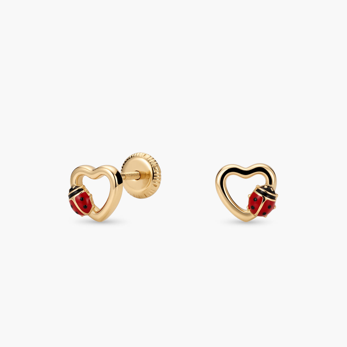 Pendientes mariquita de oro 18K 6 mm