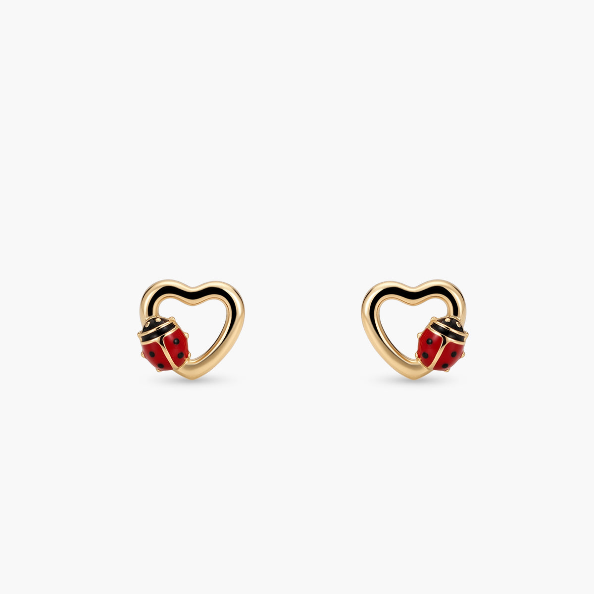 Pendientes mariquita de oro 18K 6 mm