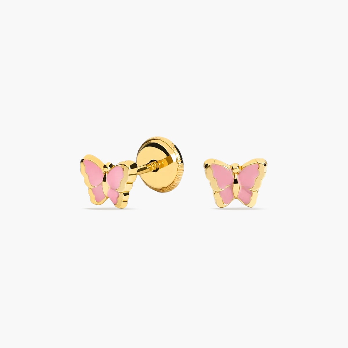 Pendientes mariposa de oro 18K para bebé 4 mm