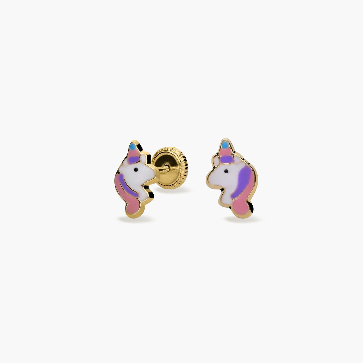 Pendientes unicornio de oro 18K 8 mm