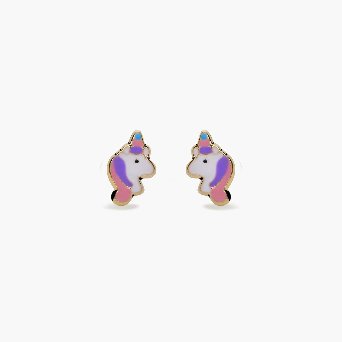 Pendientes unicornio de oro 18K 8 mm