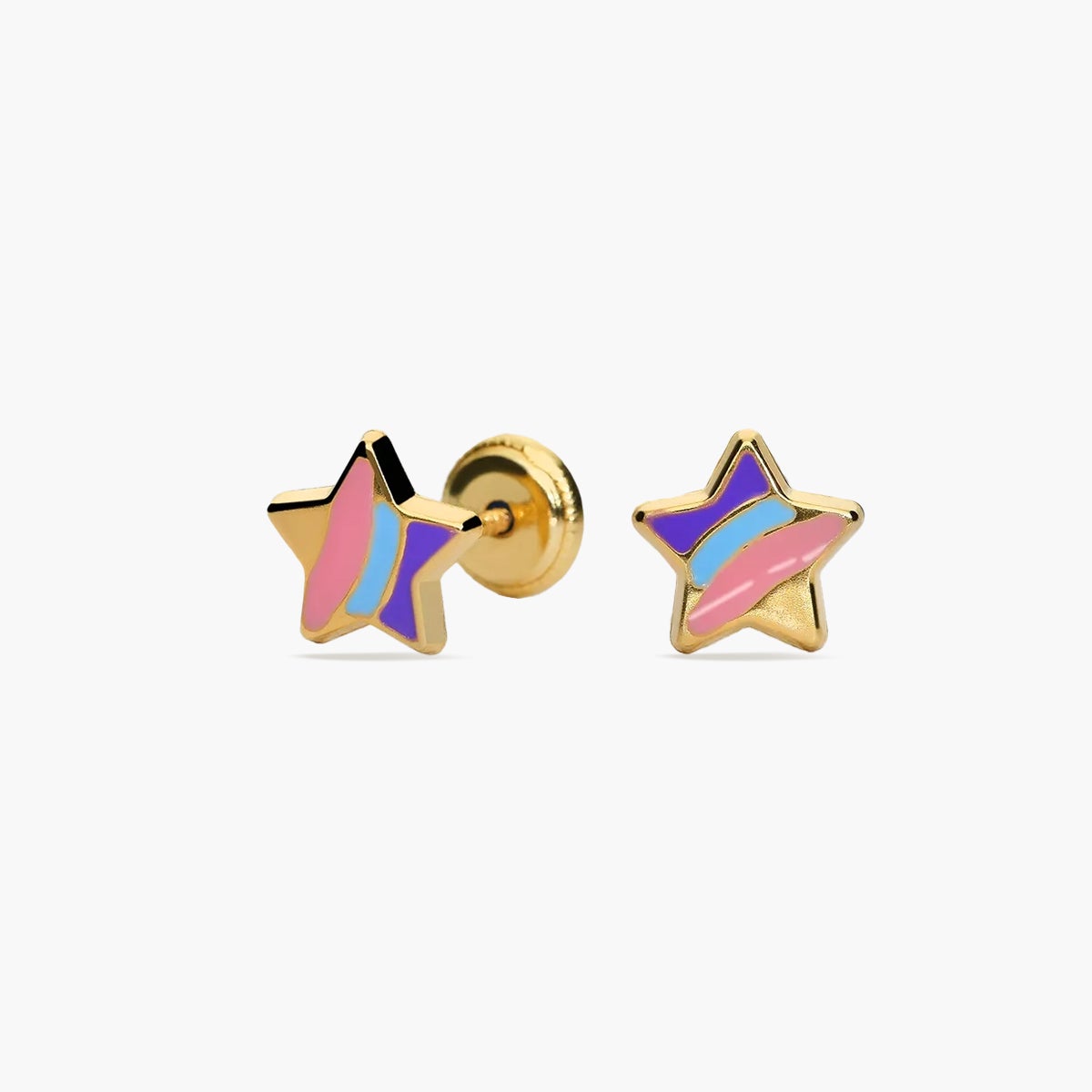 Pendientes estrellas de oro 18K para bebé 6 mm