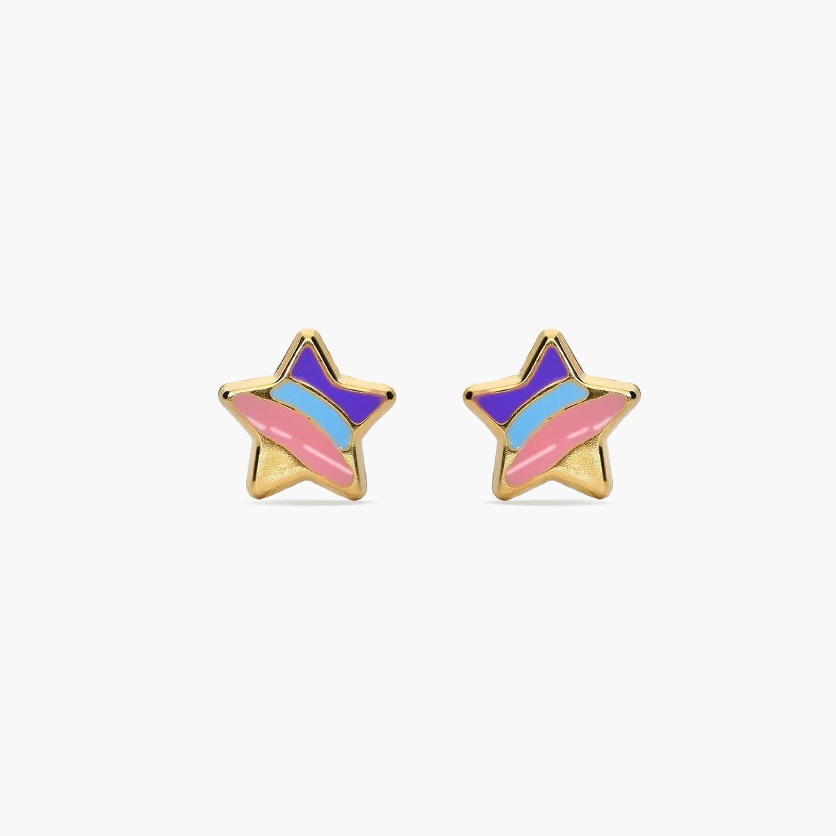 Pendientes estrellas de oro 18K para bebé 6 mm