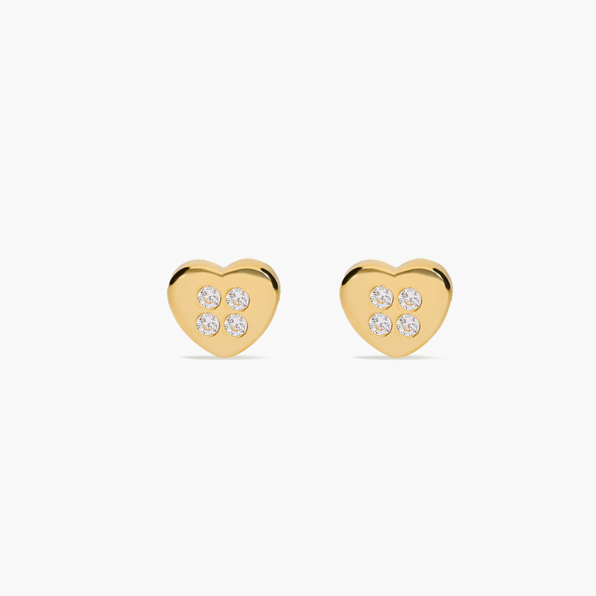 Pendientes corazón de oro 18K circonitas para bebé 4 mm