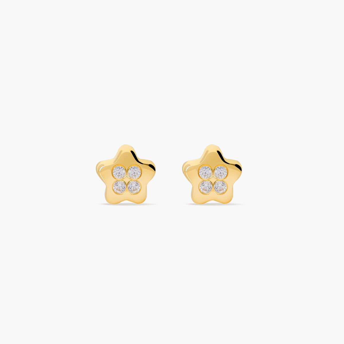 Pendientes estrella de oro 18K circonitas para bebé 4 mm