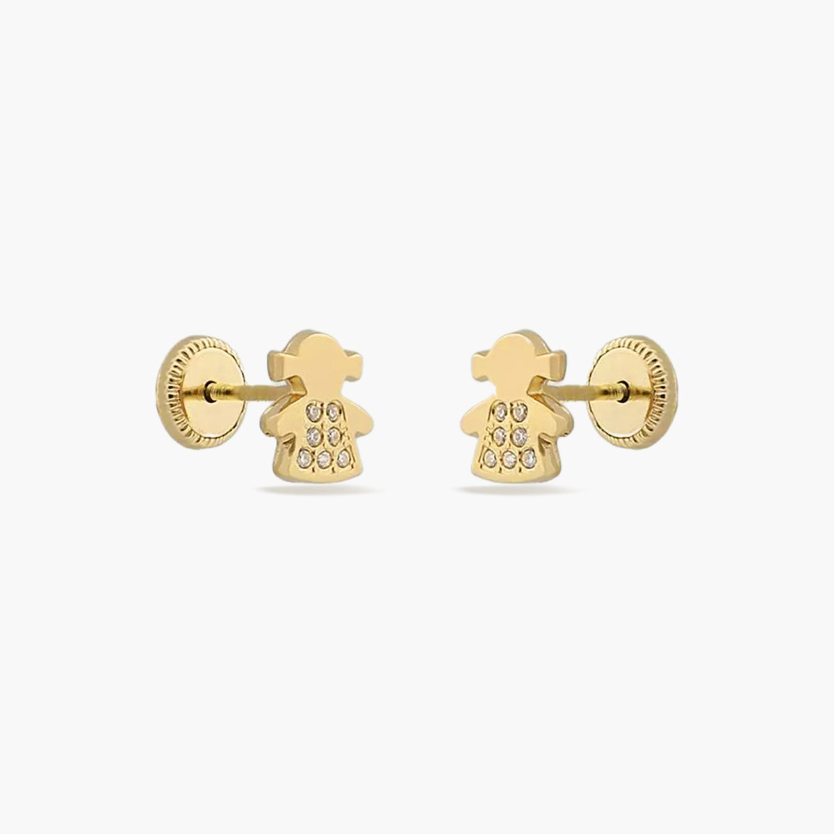 Pendientes niña de oro 18K circonitas 6 mm