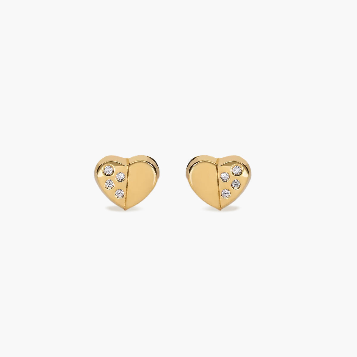 Pendientes corazón de oro 18K circonitas 5 mm