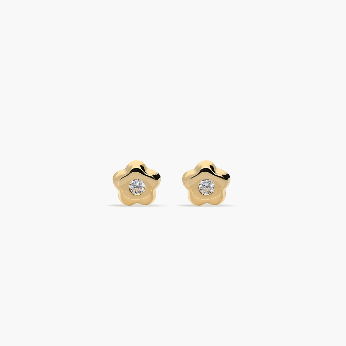 Pendientes flor de oro 18K circonitas para bebé 3 mm