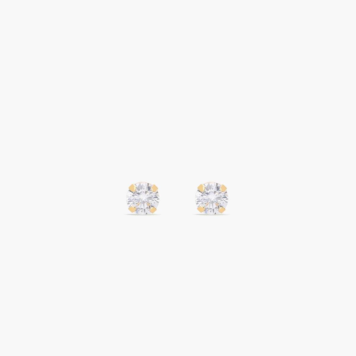 Pendientes redondos de oro 18K circonita para bebé 2 mm