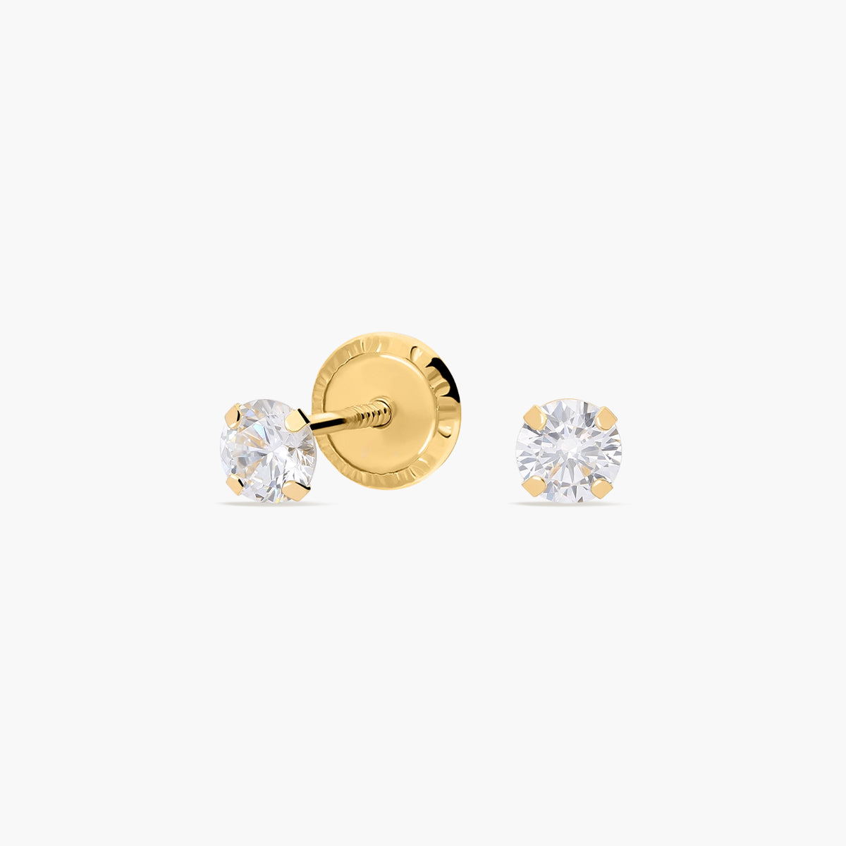 Pendientes redondos de oro 18K circonita para bebé 3 mm