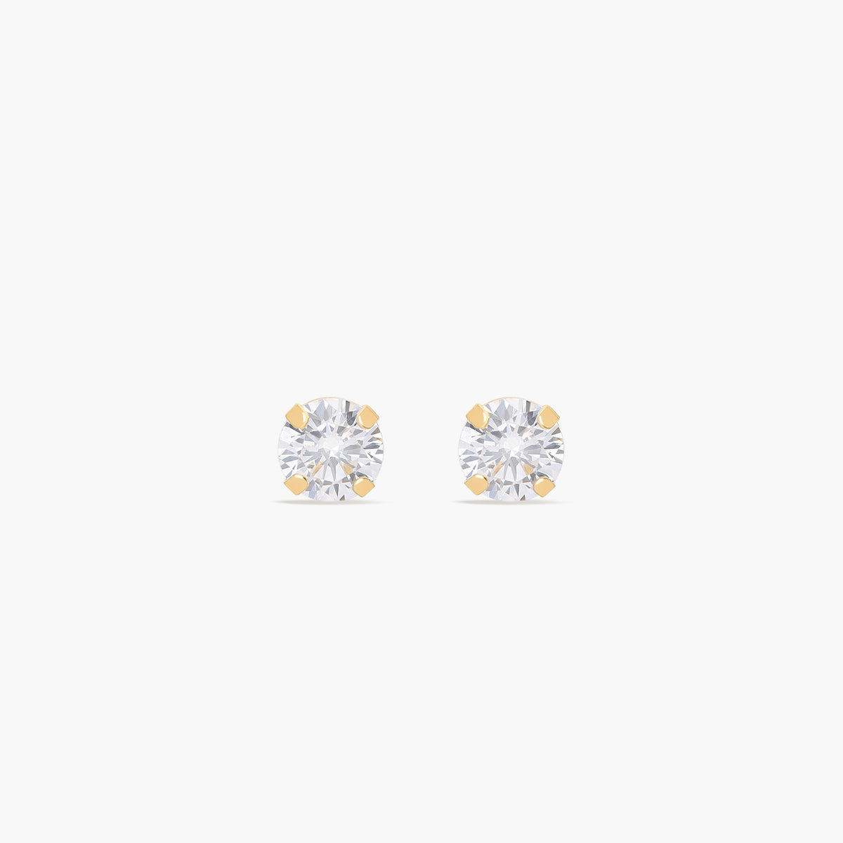 Pendientes redondos de oro 18K circonita para bebé 3 mm