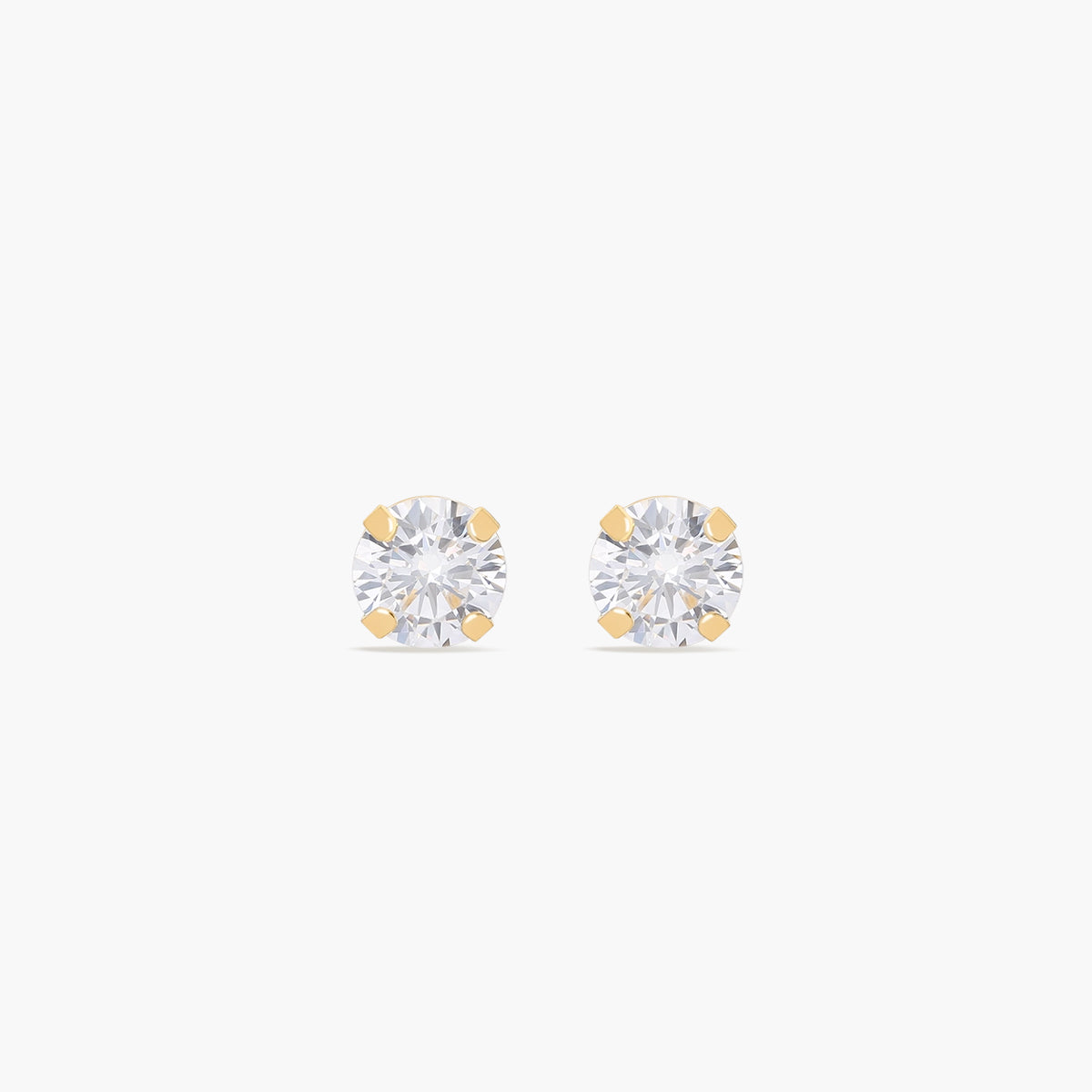 Pendientes redondos de oro 18K circonita para bebé 4 mm