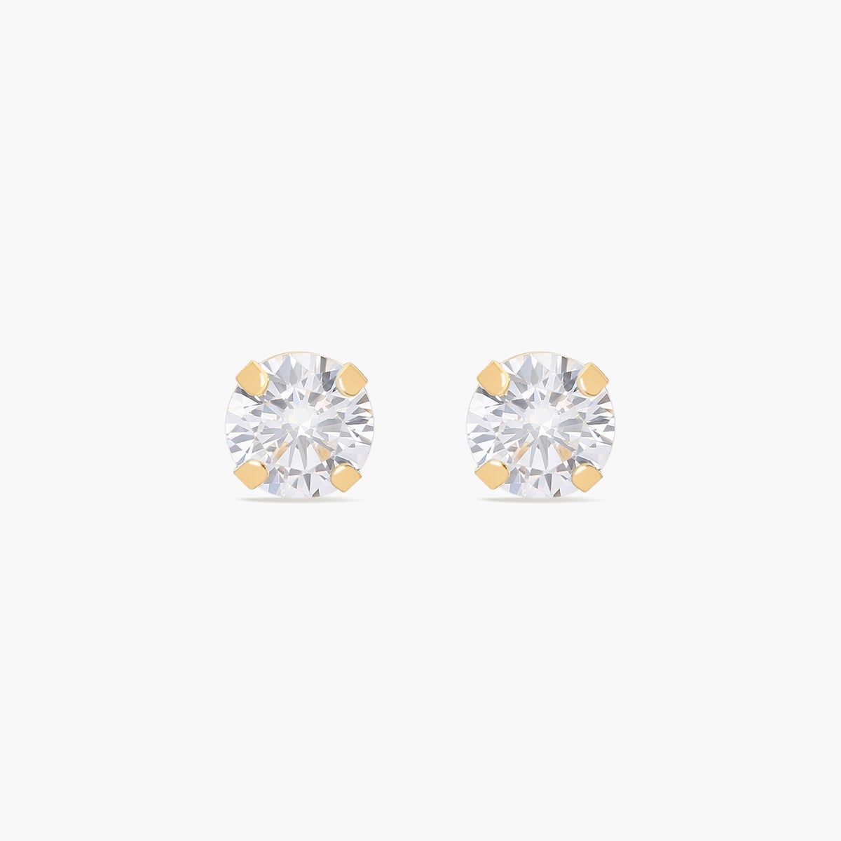 Pendientes redondos de oro 18K circonita para bebé 5 mm